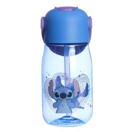 Garrafa Flip Infantil C/ Canudo Retrtil Stitch - Disney