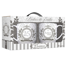 Caneca Porcelana Urban C/2UN - Bodas de Prata