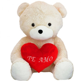 Urso de Pelcia Creme Com Corao Te Amo 90cm