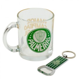 Caneca de Vidro Palmeiras com Abridor de Garrafa Exclusivo - Prtica e Estilosa 350ml