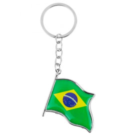 Chaveiro Formato Bandeira Brasil Metal 