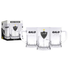 Caneca Vidro Time Atltico Galo