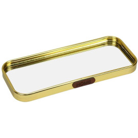 Bandeja Espelhada Vidro e Metal Dourado 22x9cm  - Multiuso