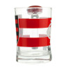 Caneca de vidro do flamengo com design em vermelho e branco, ideal para bebidas.