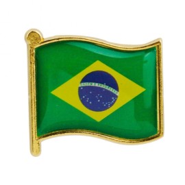 Broche Bandeira Brasil Metal  Ordem e Progresso  Detalhe Patritico