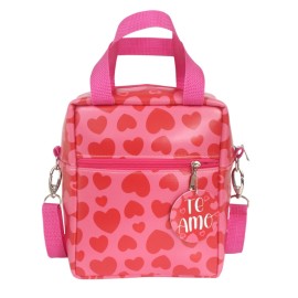 Bolsa Trmica Estampa Coraes Rosa C/ Vermelho