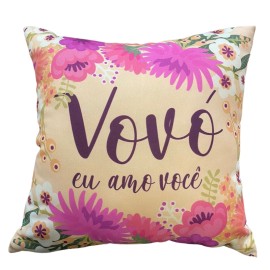 Almofada Fibra Vov Eu Amo Voc Estampa Floral