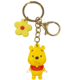 Chaveiro Emborrachado Urso Pooh C/ Pingente Flor - Disney