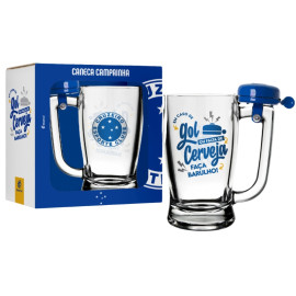 Caneca  Vidro Taberna Com Campainha - Cruzeiro Gol e Cereja 