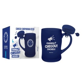 Caneca Vidro C/ Campainha Metal Azul Time - Cruzeiro