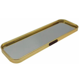 Bandeja Espelhada Vidro e Metal Dourado 35x12cm - Multiuso