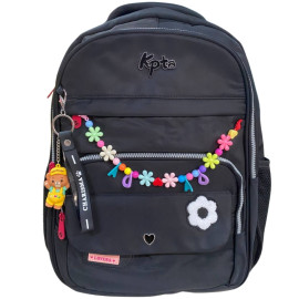 Mochila Preta Charisma Lovers C/ Chaveiro e Corrente