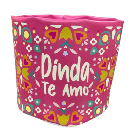 Cachepot G Dinda Te Amo Estampa Floral Com Rosa