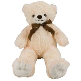 Urso de Pelcia Bege Grande com Lao Marrom 44cm  Elegncia e Maciez