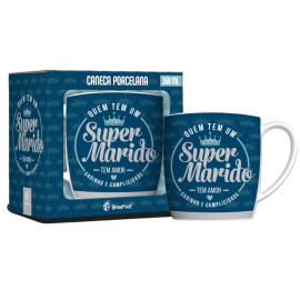 Caneca Porcelana Urban Marido - Quem Tem Um Super Marido Tem Amor