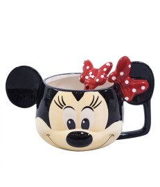 Caneca 3D Minnie com Lao Vermelho e Colher Decorativa - Personagem Disney