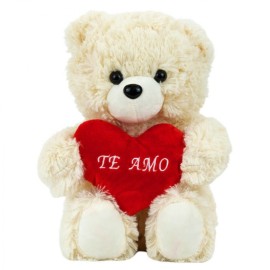 Urso de Pelcia Branco com Corao 'Te Amo' 30cm  Fofo e Romntico