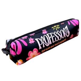 Necessaire Estojo Tubinho Professora Estampa Floral Preto