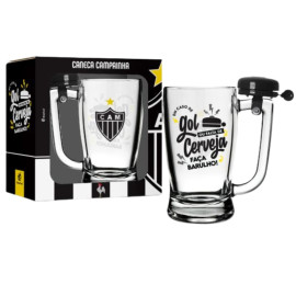 Caneca Vidro Taberna Com Campainha - Atltico Gol e Cerveja 