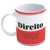 Caneca com a palavra "Direito" e a frase "Justia para todos requer conhecimento e, acima de tudo, coragem!", ideal para estudantes e profissionais da rea jurdica.