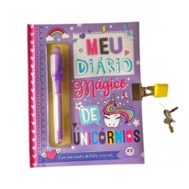 Caderno Dirio Cadeado C/ Caneta Mgica Unicrnios