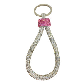 Chaveiro Strass Prata Com Rosa