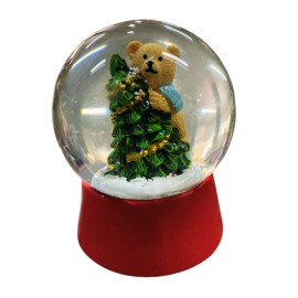 Enfeite Globo de Neve Resina Natal C/ Base Vermelha