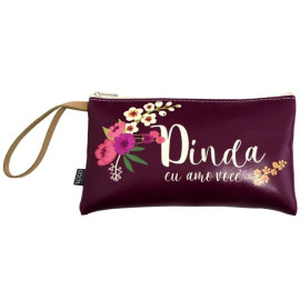 Carteira Dinda Eu Amo Voc Estampa Floral Roxo 