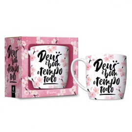 Caneca Porcelana Urban F - Deus  Bom o Tempo Todo