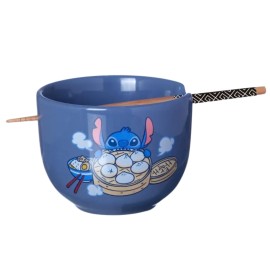 Bowl com Hashi Stitch Ohana Azul  Disney  Estilo e Praticidade Divertida