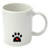 Caneca com estampa de uma pata de animal e um corao no centro, ideal para amantes de pets e design delicado.