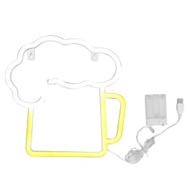 Luminria Neon Caneca Cerveja Usb ou  Pilha 