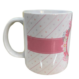 Caneca Porcelana Feliz Dia Das Mes Estampa Floral