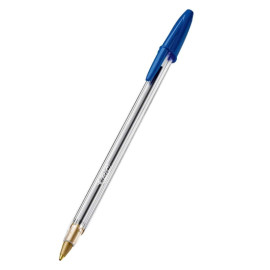 Caneta Bic Azul Cristal Tubo Transparente