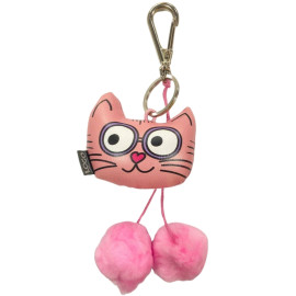 Chaveiro Gato Com Pompom Rosa 