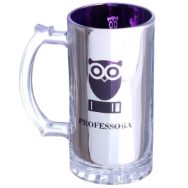 Caneca de Chopp de Vidro 450ml Personalizada - Professora - Pintura Eletrosttica - Importada