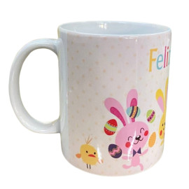 Caneca Porcelana Estampa Coelho Feliz Pscoa 