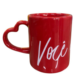 Caneca Cilndrica Ala de Corao Vermelha Voc  Tudo