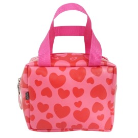 Bolsa Trmica Pequena Estampa Coraes Rosa C/ Vermelho 