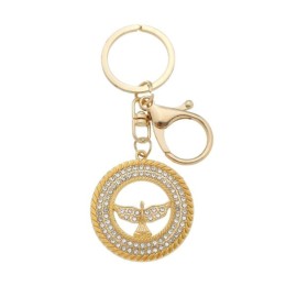 Chaveiro Metal Dourado Esprito Santo Strass 