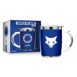 Caneca Plstica com Tampa Inox SW  Cruzeiro  Prtica e Perfeita para Torcedores