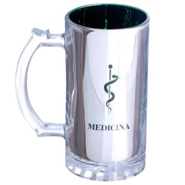 Caneca de Chopp de Vidro 450ml Personalizada - Medicina - Cores Intensas No Sai Nem Desbota