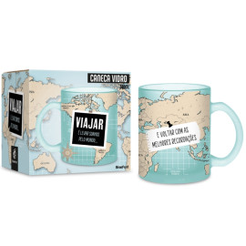 Caneca Vidro Diamond Temas - Viajar Pelo Mundo