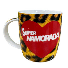 Caneca Porcelana Super Namorada Estampa Ona 