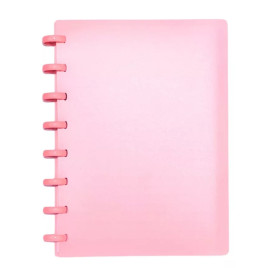 Caderno Disco em PP A4 Rosa Claro C/ 80 Folhas e Divisrias