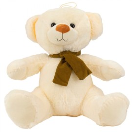 Urso de Pelcia Pequeno Branco com Cachecol 23cm  Ideal para Presente