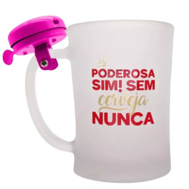 Caneca Vidro C/ Campainha Metal Sem Cerveja Nunca