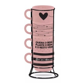 Caneca Empilhvel com 4 Unidades Onix  Plante o Bem  Prtica e Charmosa