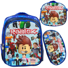 Mochila Kit C/ Lancheira e Estojo Roblox 