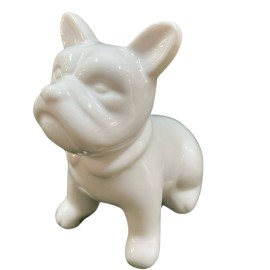 Enfeite Cachorro Branco Cermica 10CM